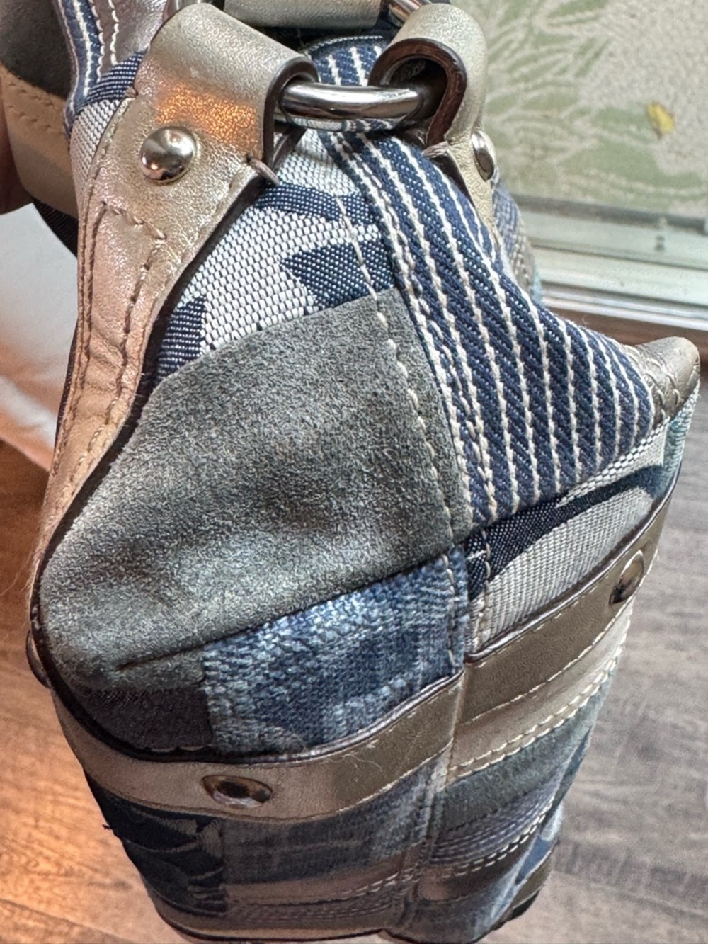 Coach Rare Y2K Denim Patchwork Hobo Purse Shoulder Bag F13720 - Picture 14 of 16